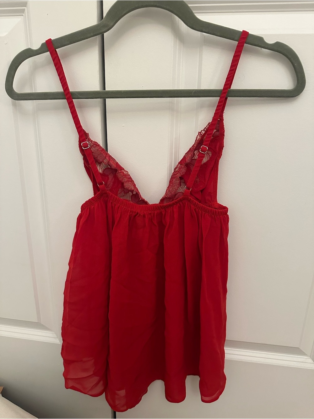 Fleur du Mal Red Lace Chiffon Babydoll Chemise - Womens Intimate - Picture 4 of 4